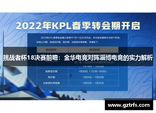 挑战者杯18决赛前瞻：金华电竞对阵淄博电竞的实力解析